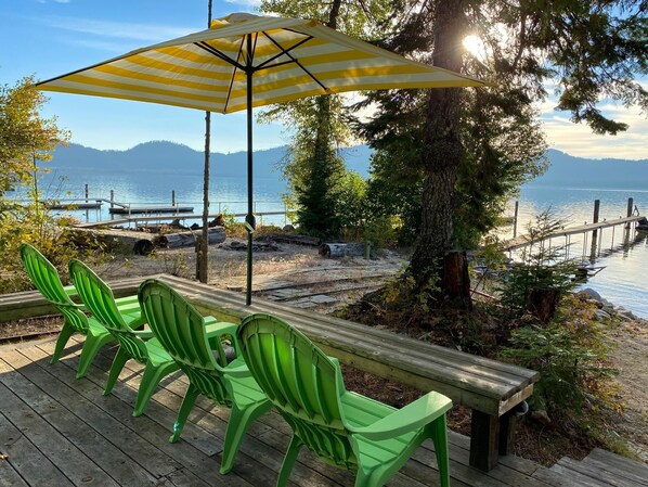 Enjoy incredible lake views and relax on your deck, just 30ft from water's edge