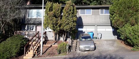 Front view of the house.  The apartment is on the lower level with private deck.