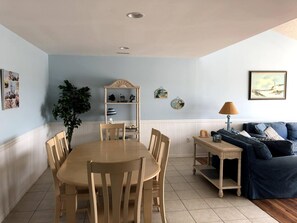 Large kitchen table with plenty of elbow room. 