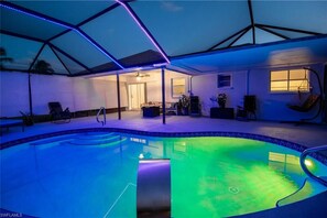 Beautifully Lighted Pool area