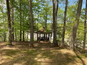 Lovely gazebo over looking the lake. What could you celebrate here? Part of The Retreat property.