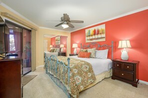 Cozy and comfortable king sized bed.