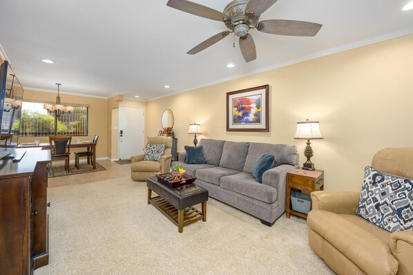 Ceiling fans through out condo.