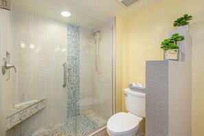 Updated walk in shower.
