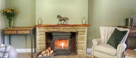 Sitting room with log burner