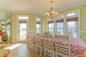 Dining area on top floor.