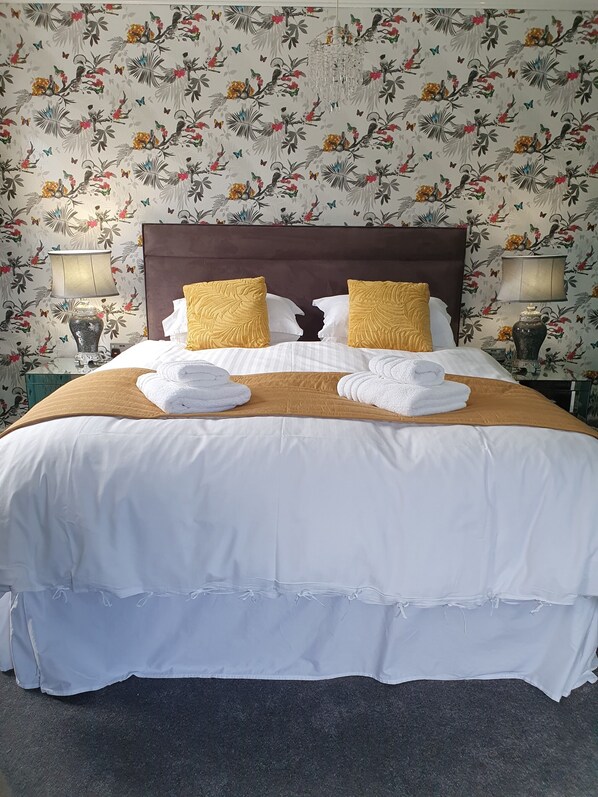 superking bed with USB ports either side for charging devices