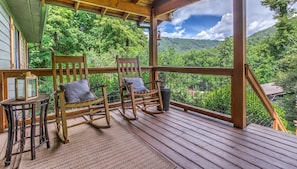Front porch and mountain views