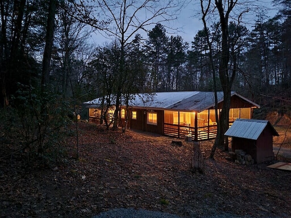Back of property at night
