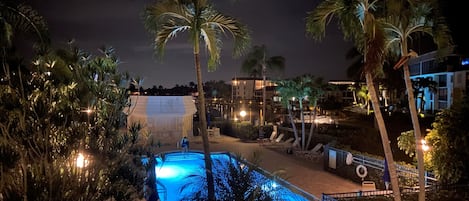 Take a dip in the heated pool