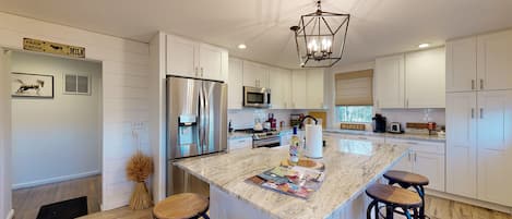 Fully Stocked Chefs Kitchen,  Stainless Steel Appliances, Heated Floor