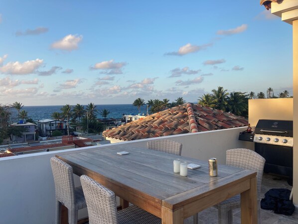 Gorgeous sea views from private rooftop terrace. 