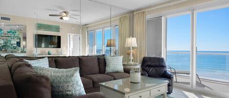 Comfortable and Coastal Living Area with ample seating
