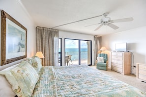 Ocean front primary bedroom with king bed