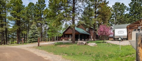 home is on a culdesac with lake views