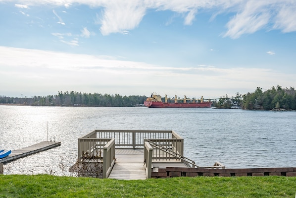 Sit and relax as you watch the freighters cruze past with the TI bridge in sight