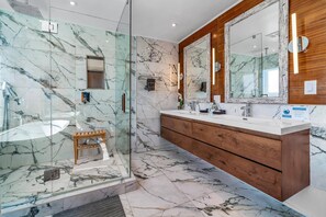 New Remodel Large Spa Bathroom w Walkin Shower and Separate Tub