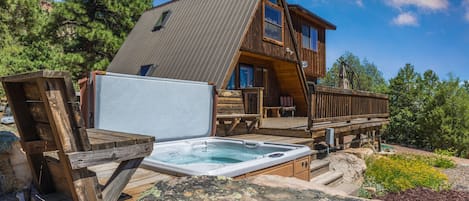 A Frame Cabin with Hot Tub