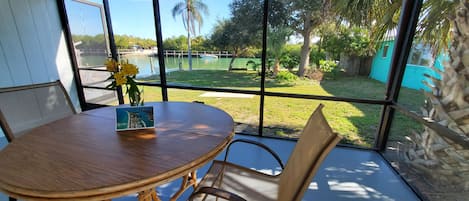 Your large screened patio has water views of the Venice Inlet.