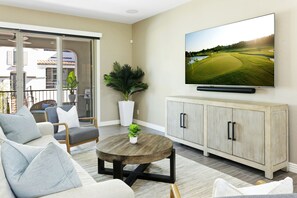 Living Room with Smart TV and Surround Sound 