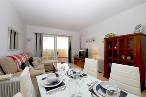View of the living room from the open kitchen
