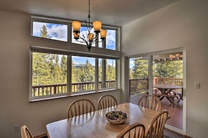 Dining Table | Mountain Views | Deck Access