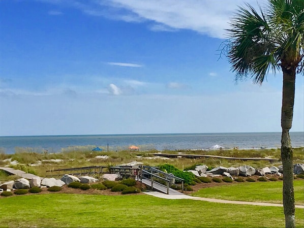 Ocean view from your deck with a grill and outdoor seating