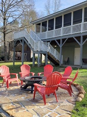 Few things compare to sitting around the firepit just a few feet from the river.