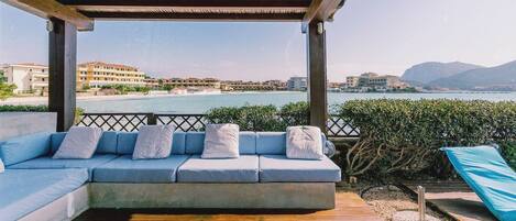 Sofa with pergola, sea view