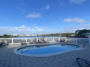 Community pool overlooking Oyster Lake