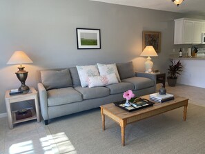 Living room with 100" sofa
