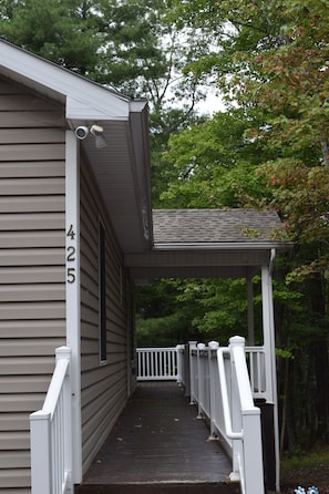 Walkway to portico and entrance