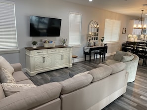 Entertainment center with cable . Stocked with Roku t.v., games, puzzles, books