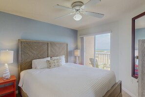 Master Bedroom with King Size Bed and Private Full Bathroom.  Direct Access to the Beachfront Balcony.