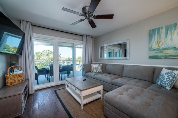 Ceiling fan and large Smart TV