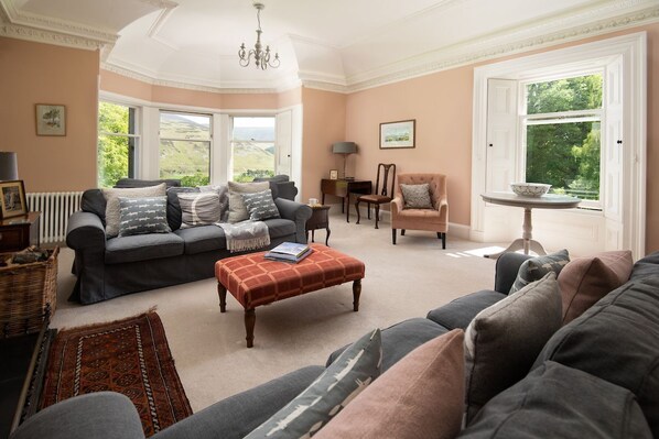 Mossfennan House - first floor drawing room with a range of seating options