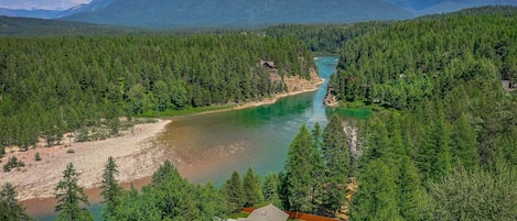 Aerial view of home and views