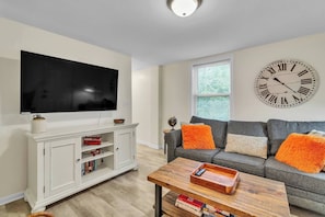 Find your place on the comfy living room sofa and watch your favorite TV show on the large 4K Smart TV or grab one of our books and travel to the land of fiction.