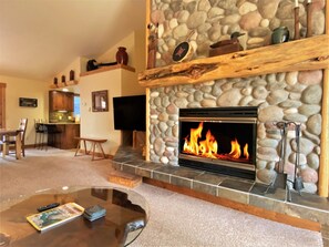Living Room Wood Fireplace