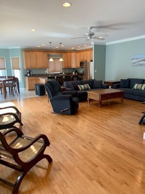 first floor entrance to living area - living area, kitchen, dining area