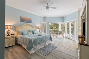 Master Bedroom 1st Floor with King, Flat Screen TV, and Private