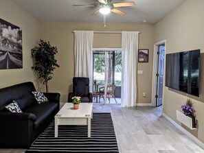 Living room with 65inch TV.