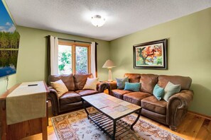Family room with 65" smart TV