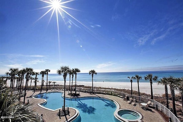 Beachfront pool. Heated seasonally