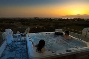 Sunset sea view from terrace Jacuzzi Villa Matina