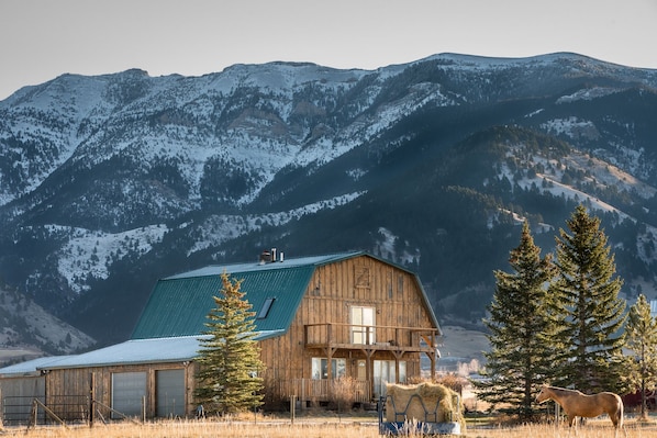  Nestled up to the Bridger Mountains.  Holly, our horse will welcome you.  

