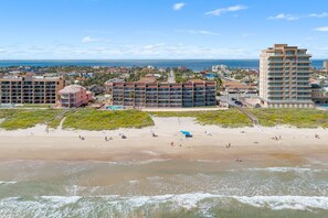 Aerial view of the property and the beach!