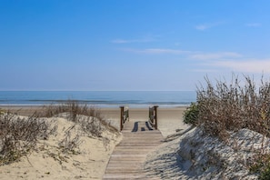 Eugenia is directly across the street from Boardwalk 13. You can be on the sand in under a minute!