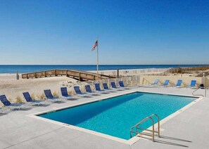 Dive into relaxation with our sparkling pool, just steps from the sandy beach.  Unwind and soak up the sun in paradise.