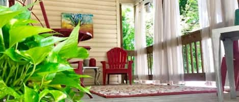 Front porch for morning coffee and evening wine!